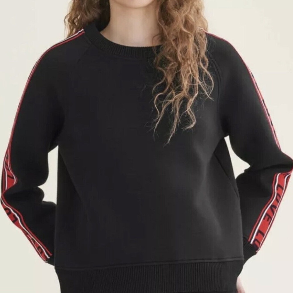 Maje Toska Love Stripped-Sleeve Sweatshirt